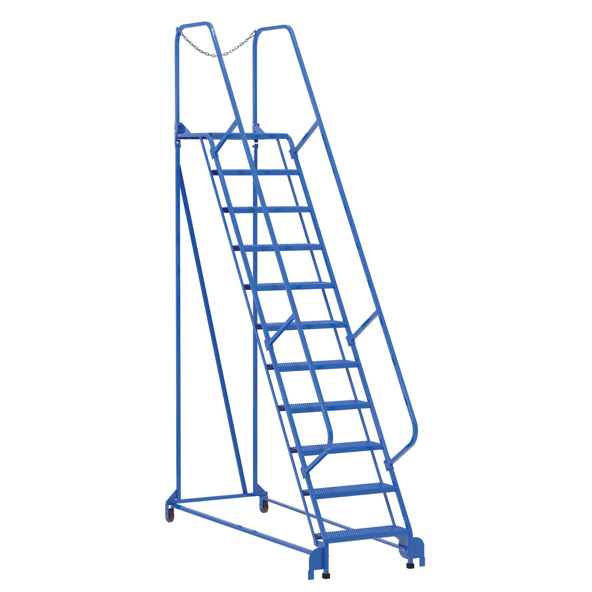 Vestil Steel Maintenance Ladder — 58 Degree, 24in. Step Width, 11 Perforated Steps, 350-Lb. Capacity, Blue, Model# LAD-MM-11-P